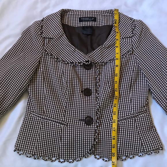 Tribella Petite Checkered Blazer Jacket Size 2P - Picture 8 of 15